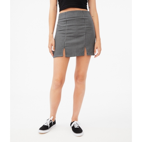 Aeropostale Plaid Notched-Hem Mini Skirt - Picture 2 of 12
